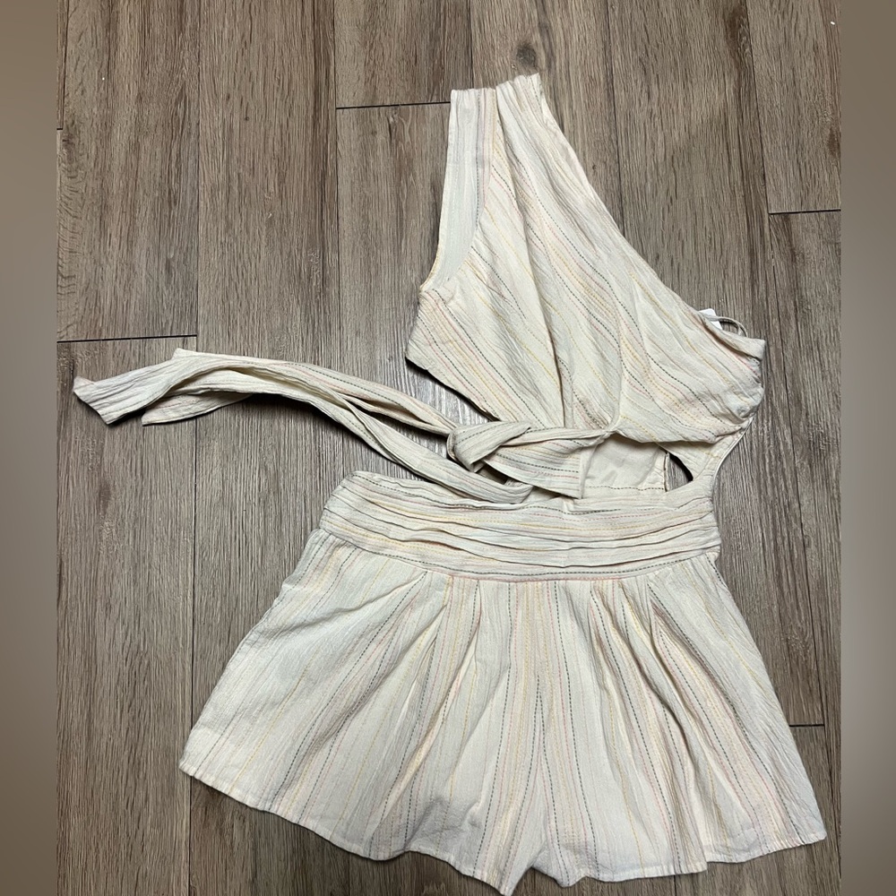 Free People Cream and Pastel Striped play suit